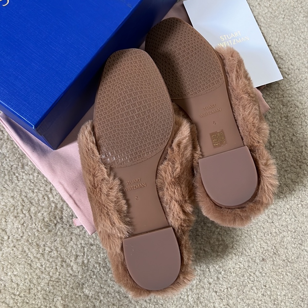 NWB Stuart Weizmann Edie Chill Faux Fur Slippers - Picture 8 of 9